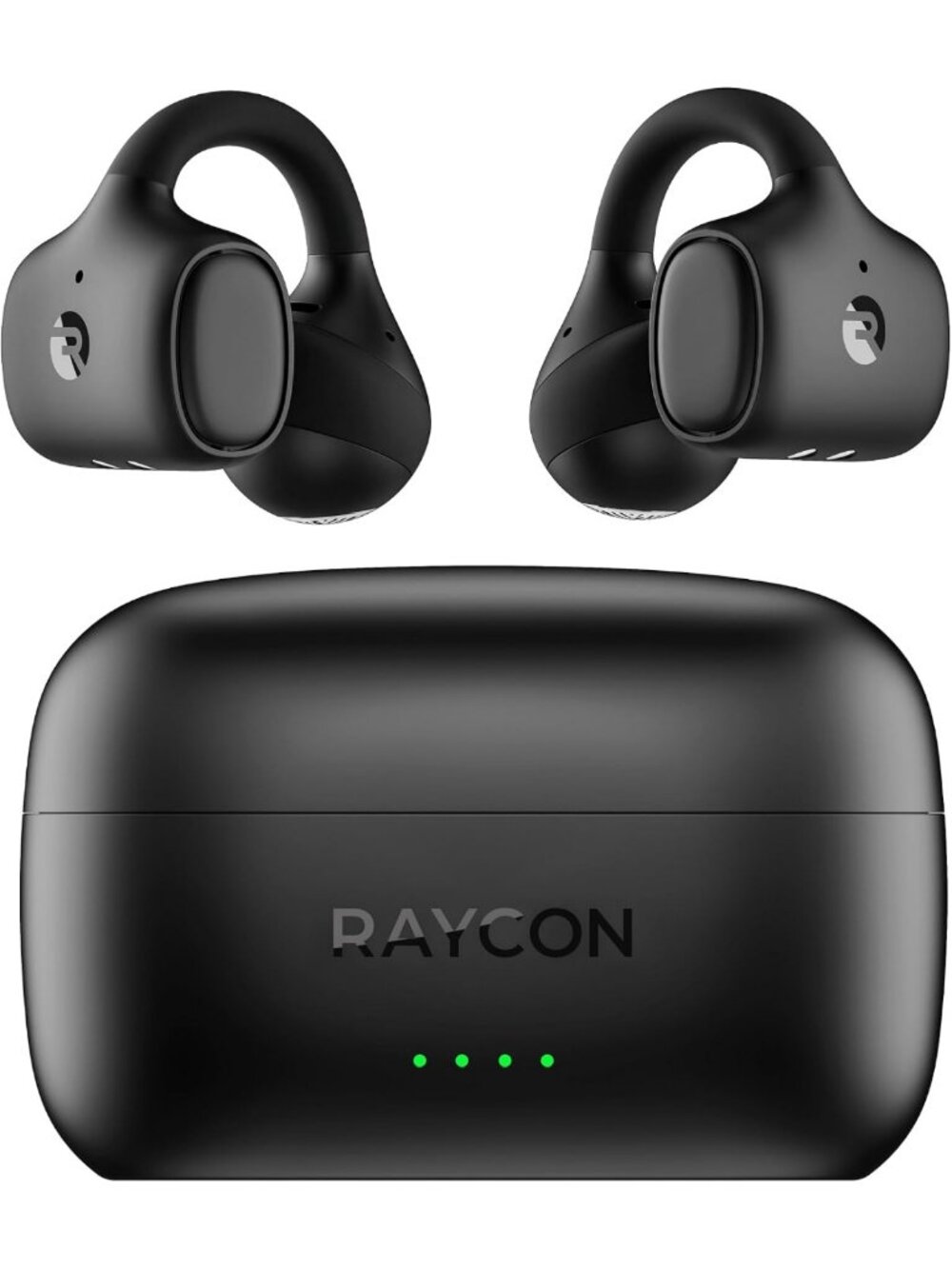 Water-Resistant Clip-On Earbuds with 30Hr Battery Life - Open Ear Design, Black